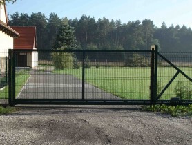 Ворота откатные, ширина 3.5 м, цинк+полимер