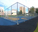 Забор спортплощадки из 6-угольной сетки, Москва, 2021 год