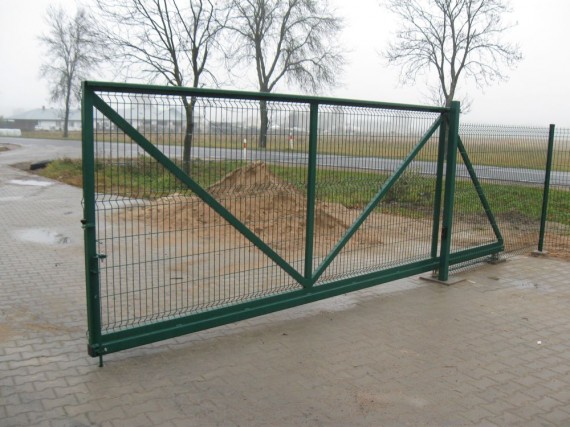 Ворота откатные, ширина 4 м, цинк+полимер